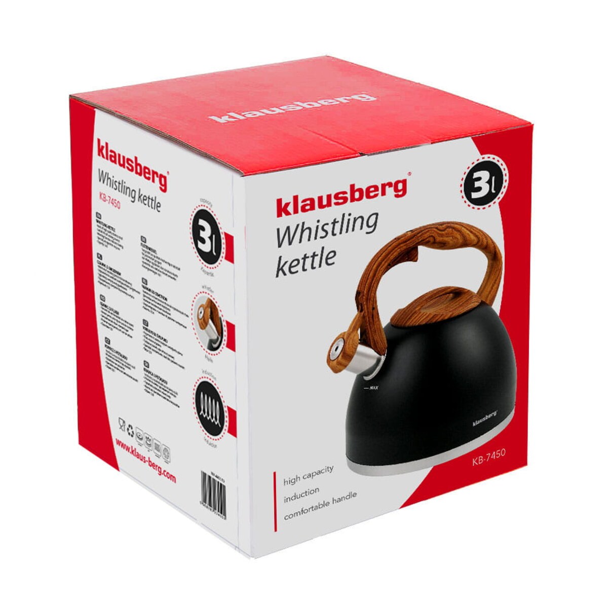 Czajnik stalowy lakierowany mat czarny 3.0L KLAUSBERG