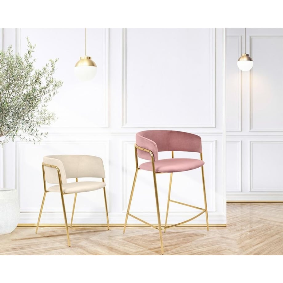 Krzesło Delta 65 KH1301100123 z welurowym siedziskiem różowe