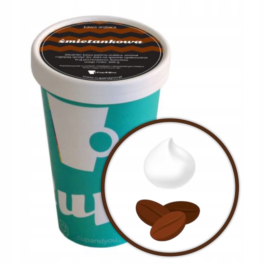 Kawa aromatyzowana ŚMIETANKOWA ziarnista ARABICA kubek Cup&You 200g premium - kawa smakowa deserowa