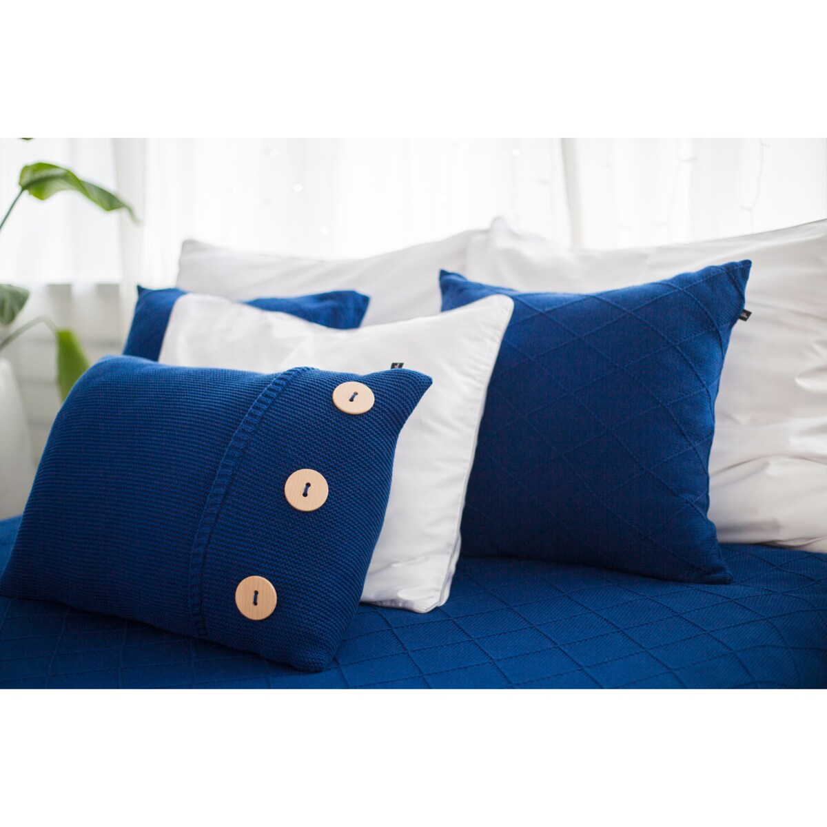 Narzuta romby granatowa, 220 x 240 cm, La Manta