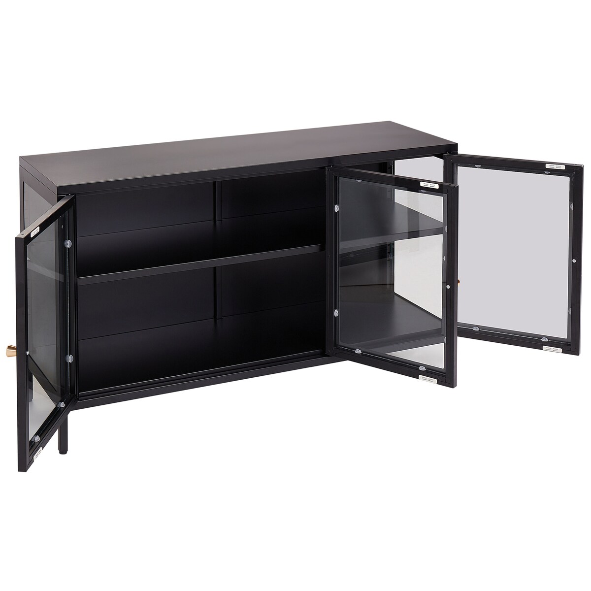 Szafka ze szklanymi drzwiami NEWPORT Metal 115 cm Czarny
