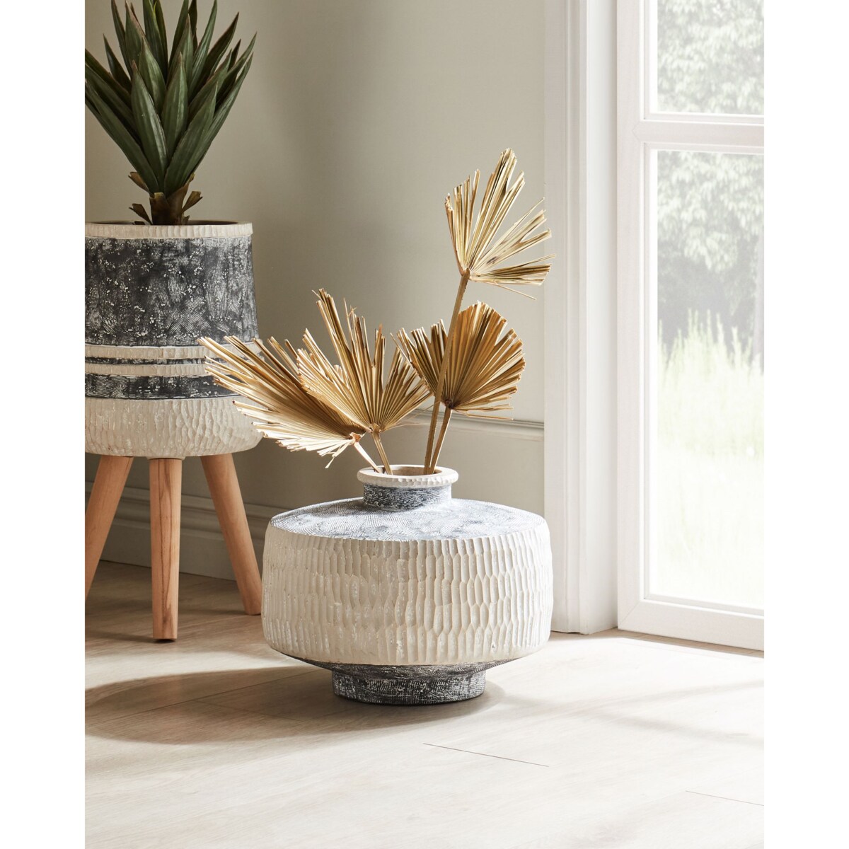 Wazon na kwiaty DEKSATI Tlenek magnezu 32 cm Beżowy