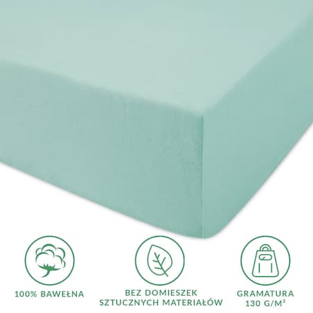 Prześcieradło jersey z gumką 90x200 kolor Jasny turkus