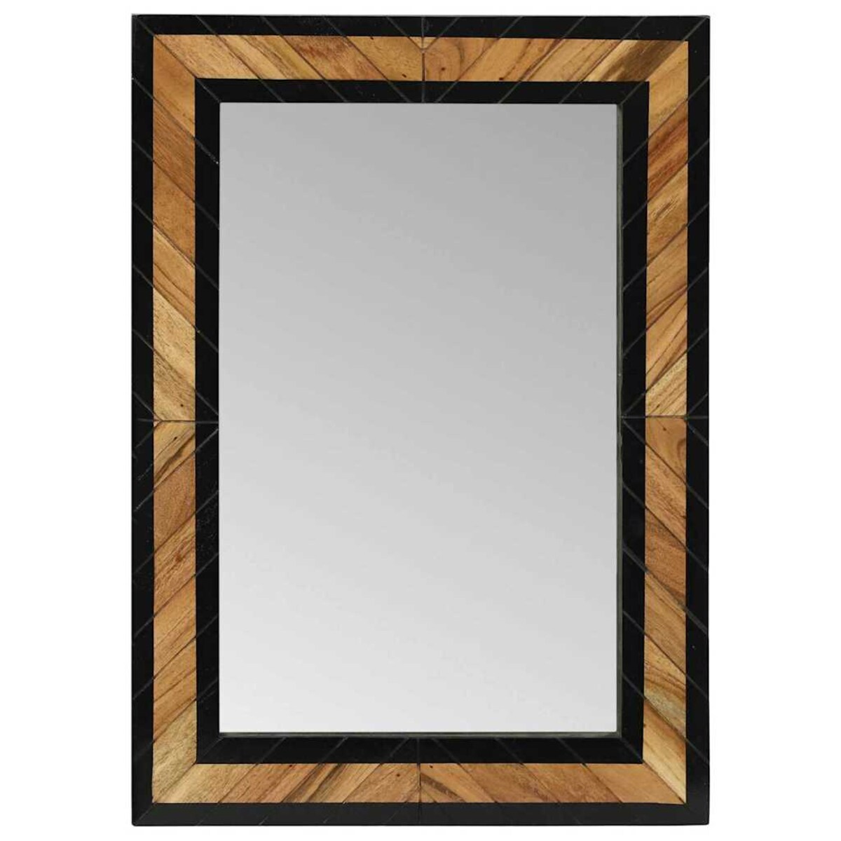 vidaXL Lustro Czarny i Brązowy 70 x 2 x 70 cm Drewno akacjowe