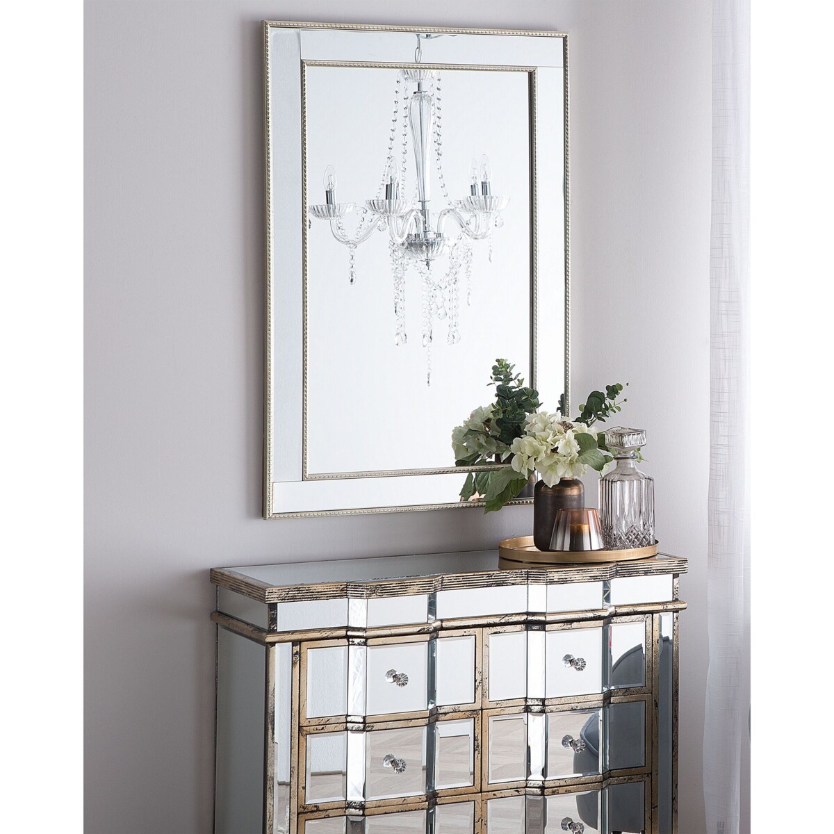 Lustro ścienne FENIOUX 60 cm 90 cm Srebrny