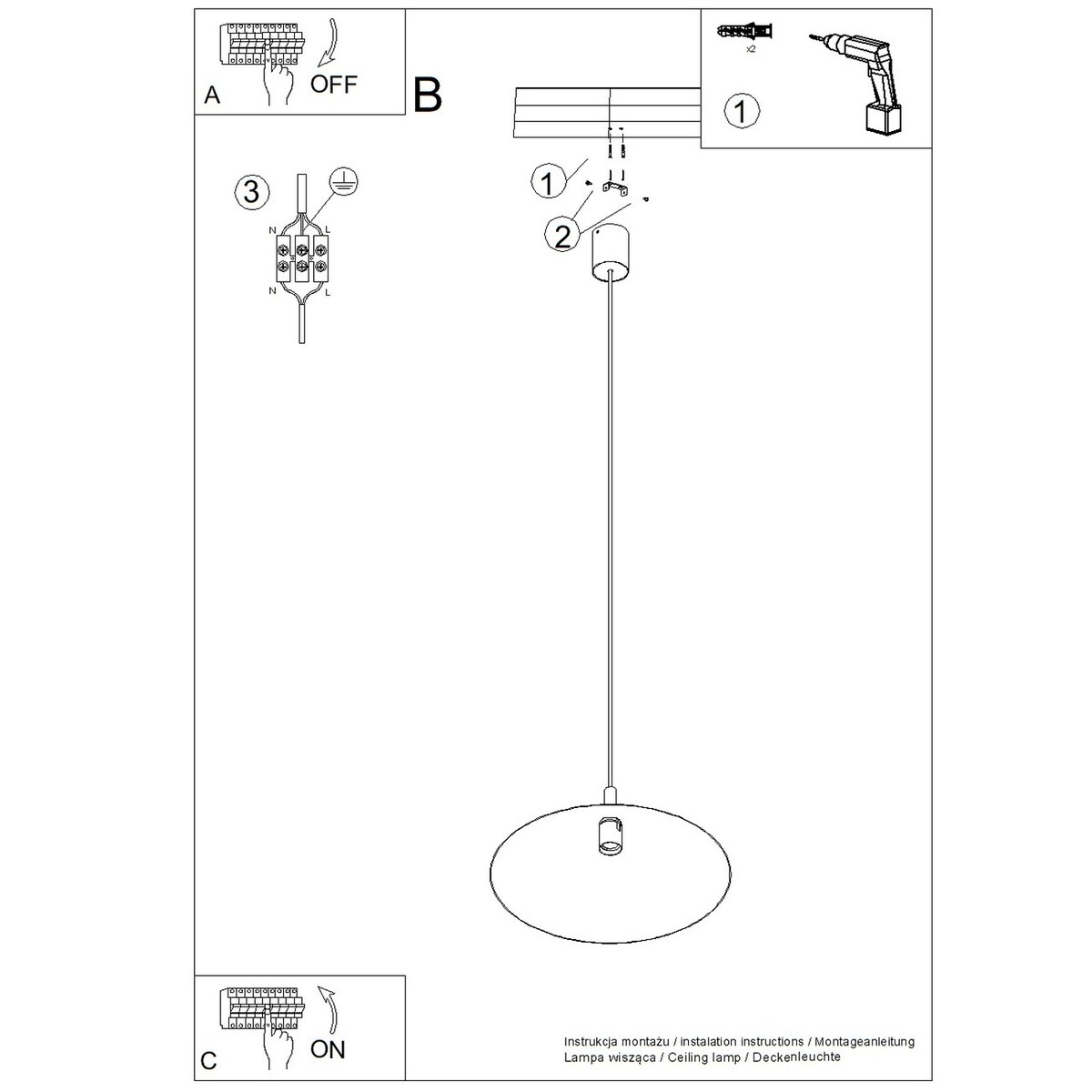 Lampa wisząca NOX 40 zielona oliwka