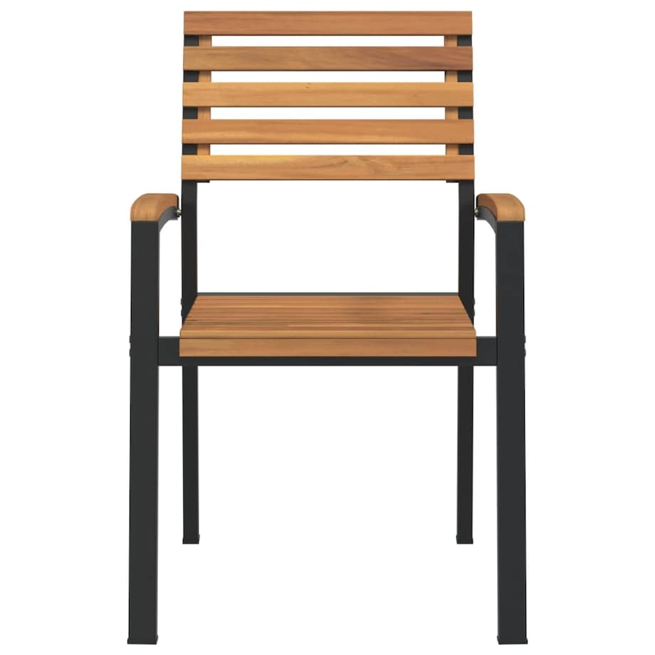 vidaXL Sztaplowane krzesła ogrodowe, 2 szt., drewno akacjowe i metal