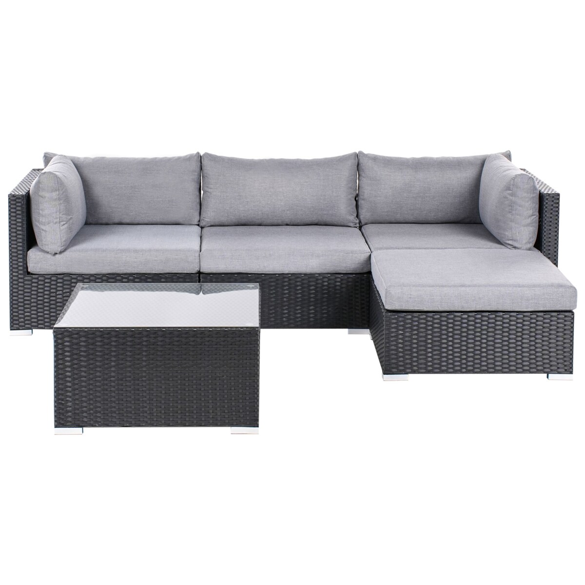 Narożnik ogrodowy ze stolikiem dla 4 osób SANO Lewostronny Technorattan Czarny