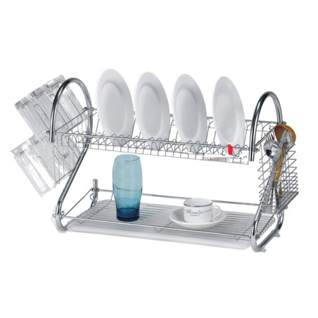 Suszarka do naczyń dwupoziomowa ociekacz na naczynia 38cm srebrna MAESTRO