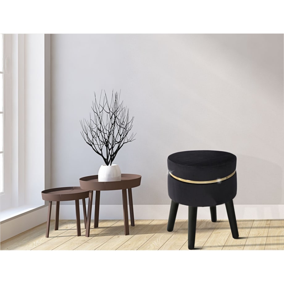 Pufa taboret dekoracyjny 40,5xØ35 cm PARIGI czarny