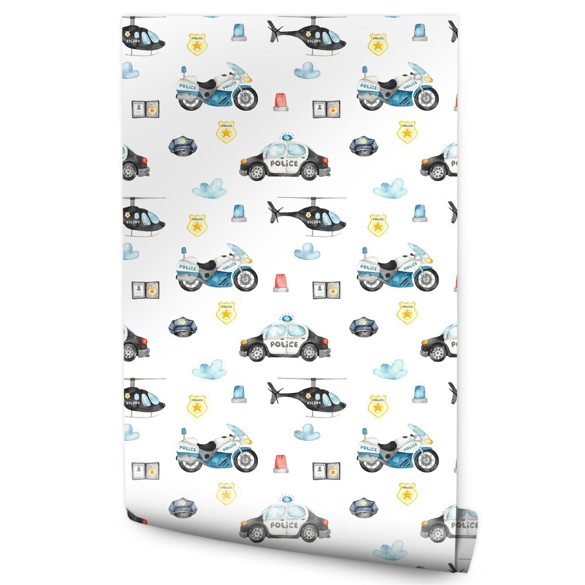 Tapeta Dla Dzieci POLICJA Auta Motory Helikoptery