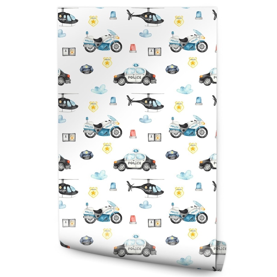 Tapeta Dla Dzieci POLICJA Auta Motory Helikoptery