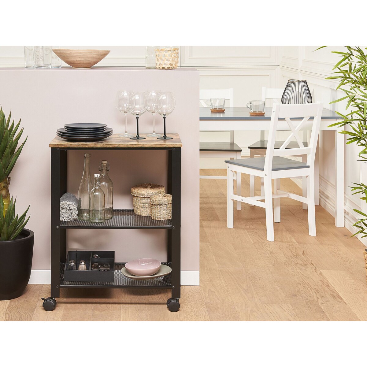 Wózek kuchenny 3-poziomowy czarny BOLZANO