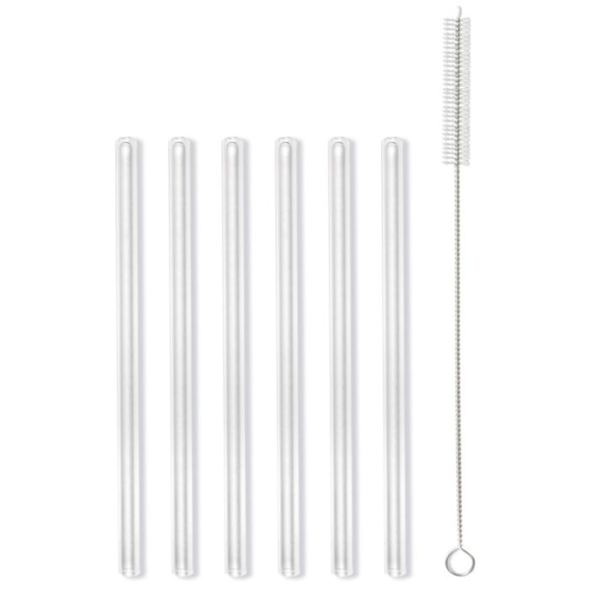 Słomki szklane transparent 15cm zestaw 6 sztuk ze szczoteczką 26582
