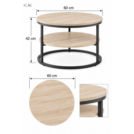 LOOP STOLIK KAWOWY fi 60cm DĄB SONOMA