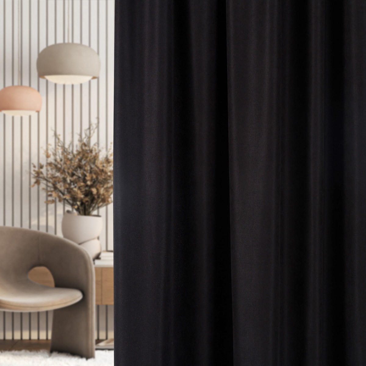 Zasłona na taśmie marszczącej czarna aksamitna 140 x 280 cm 1 szt. 140x280 czarny