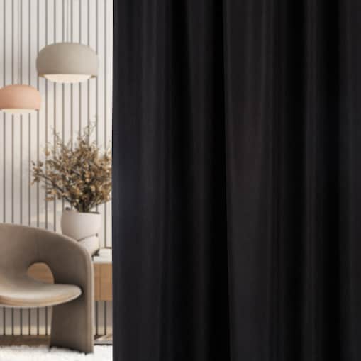 Zasłona na taśmie marszczącej czarna aksamitna 140 x 280 cm 1 szt. 140x280 czarny