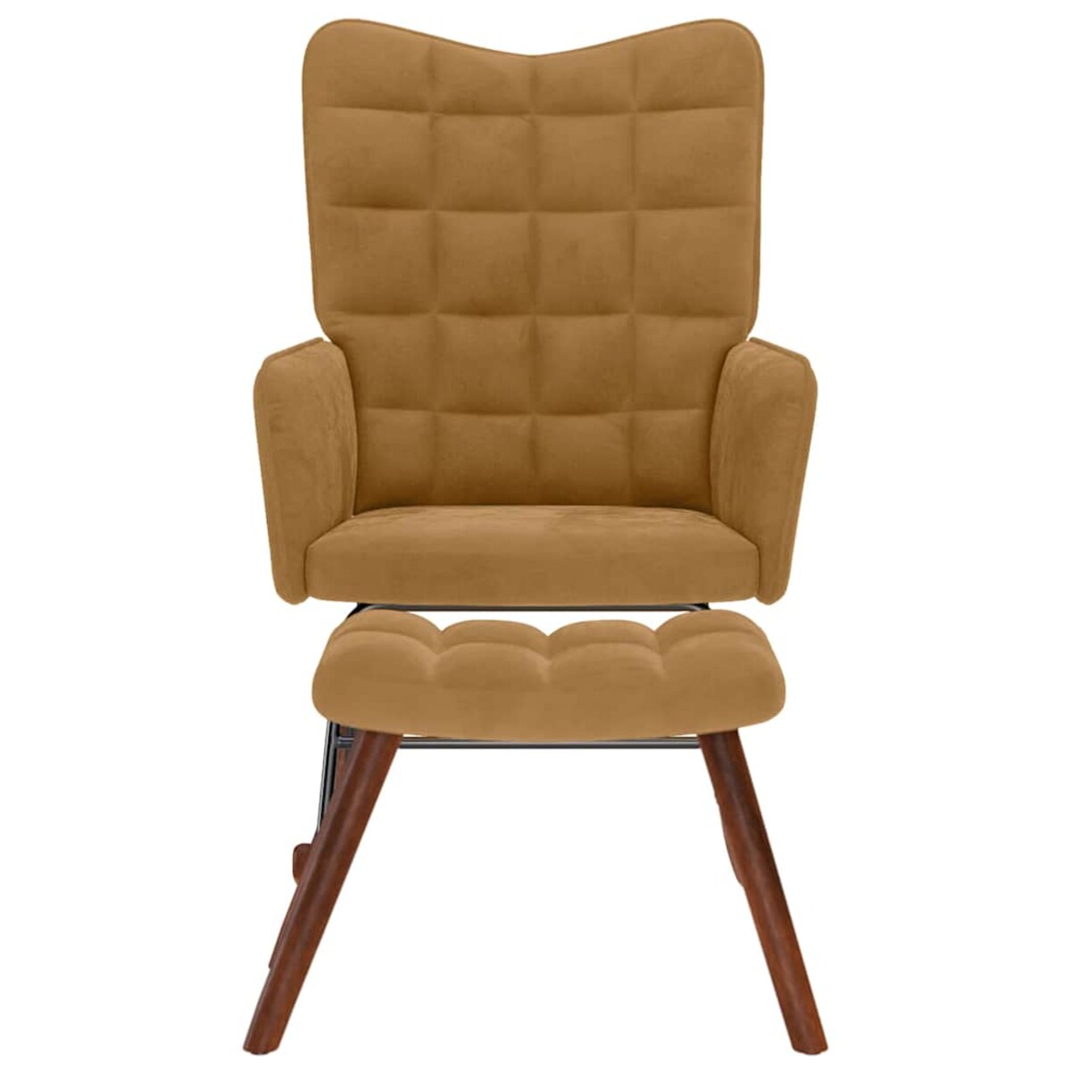 vidaXL Fotel bujany ze stołkiem Brązowy aksamit