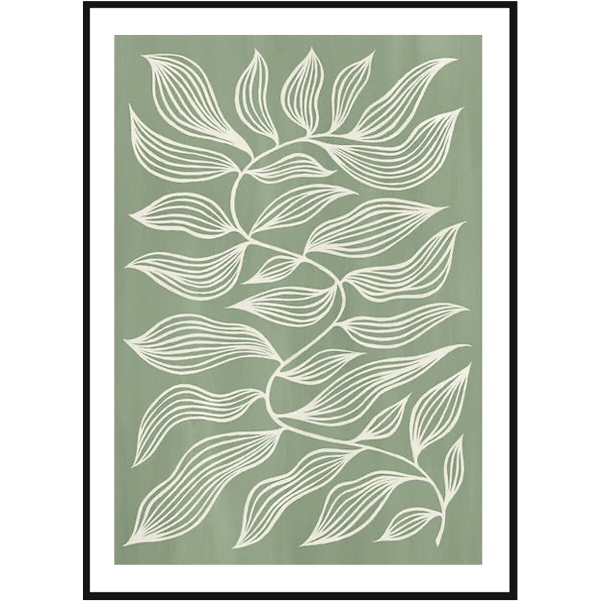 Poster Story, Plakat, Obraz - Zielone Graficzne Liście, wymiary 21 x 30 cm