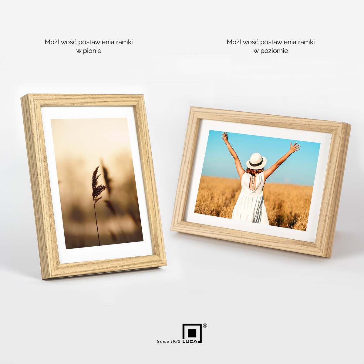 Ramka na zdjęcia 13x18 cm brązowa rama MDF z plexi do postawienia powieszenia klasyczna ramka