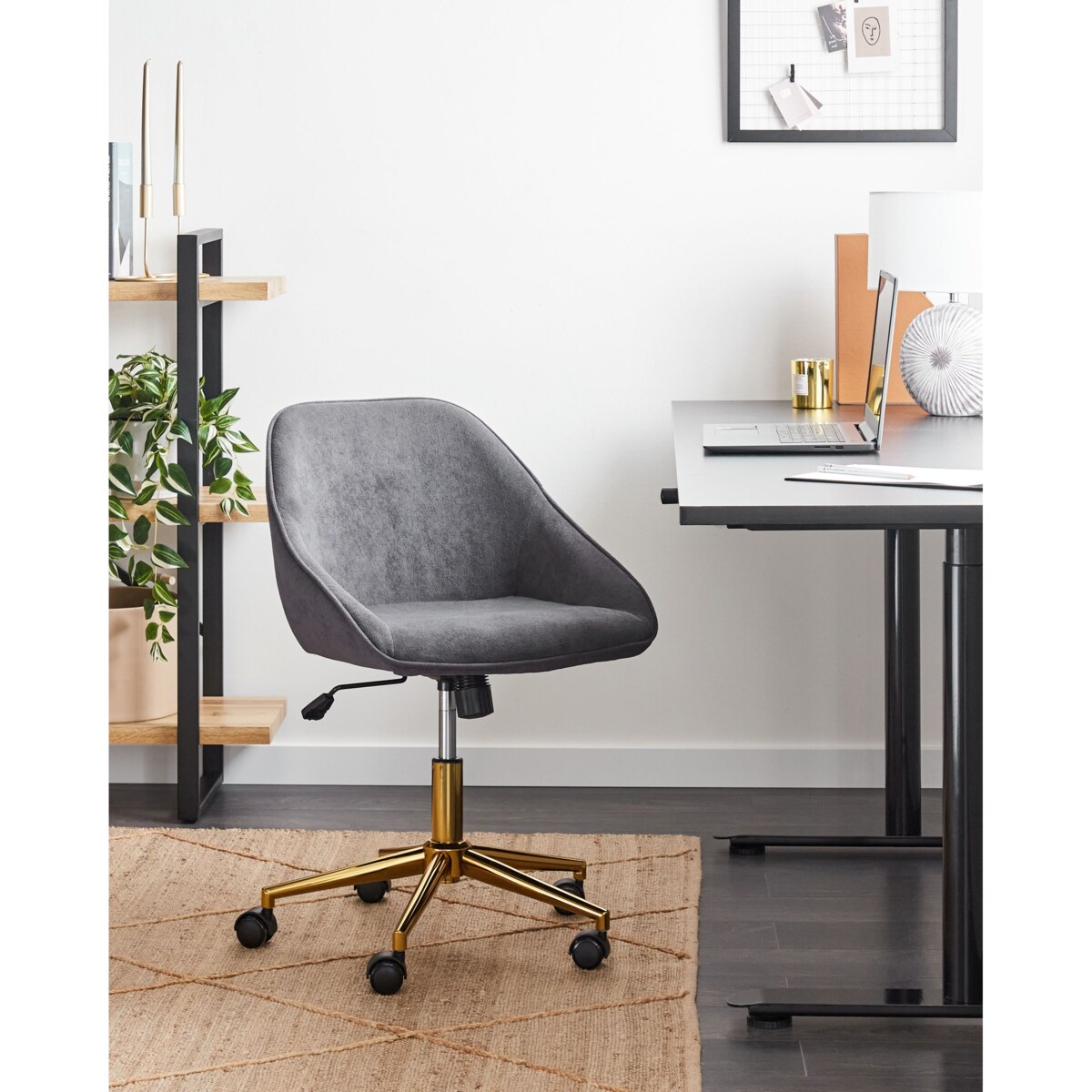 Krzesło biurowe Obrotowy BARDSDALE Welur Ciemnoszary