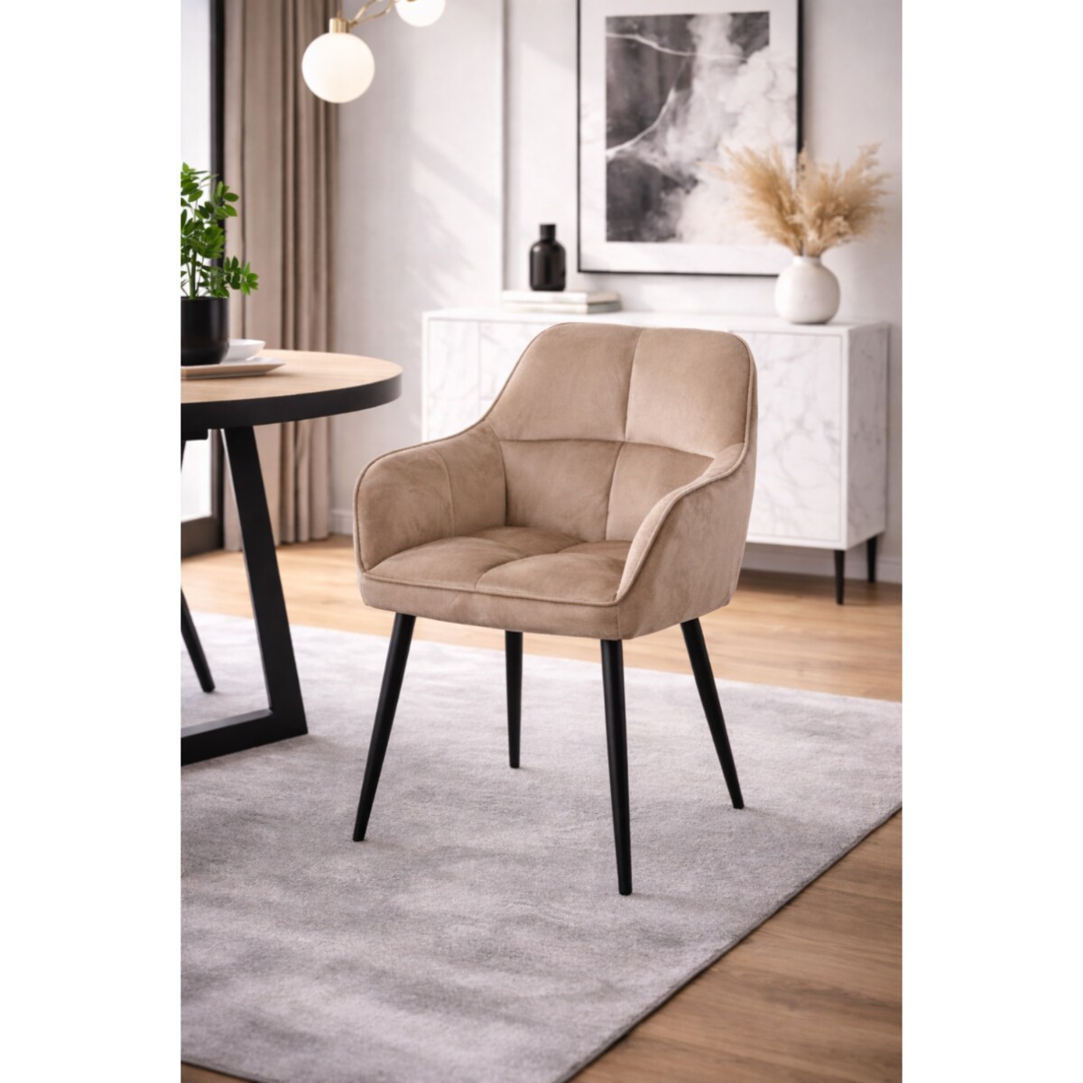 Krzesło brązowe welurowe ELIOR coffee tapicerowane do salonu jadalni