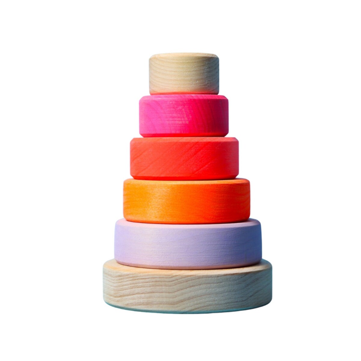 Wieża drewniana dla dzieci 6 krążków – klocki Grimm's Neon Pink 1+