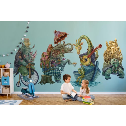 Zestaw naklejek na ścianę, Bajkowe stworzenia, 60cm
