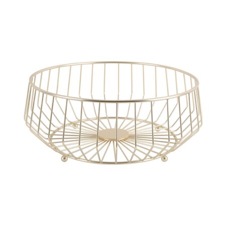 Kosz na owoce, metalowy w kolorze złotym, LINEA