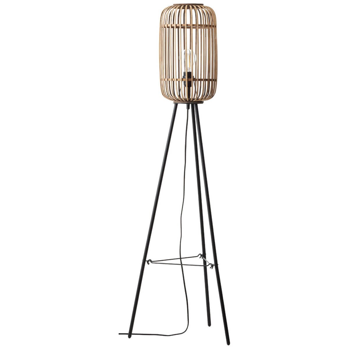 Podłogowa lampa do salonu Woodrow 93776/20 Brilliant bambus beżowy czarny