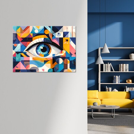 Obraz z Bauhausem do salonu jadalni, Kolorowe Abstrakcyjne Oko 90x60