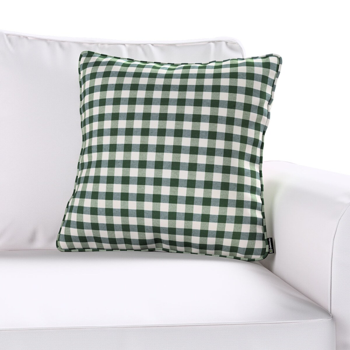 Poszewka Gabi na poduszkę 60x60 zielono-biała kratka (1,5x1,5cm)