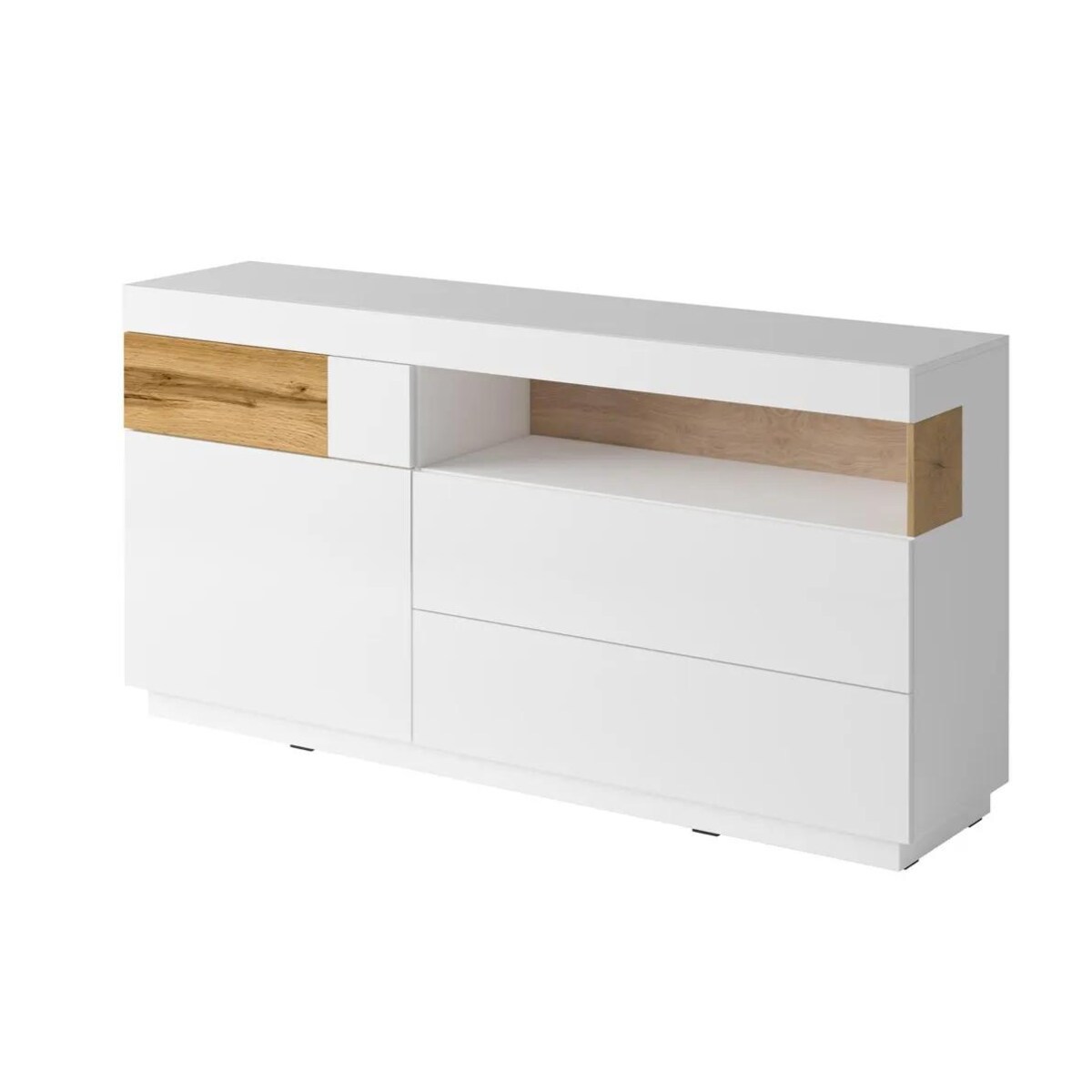 Komoda SILKE 1D3S 169cm biały połysk/dąb wotan
