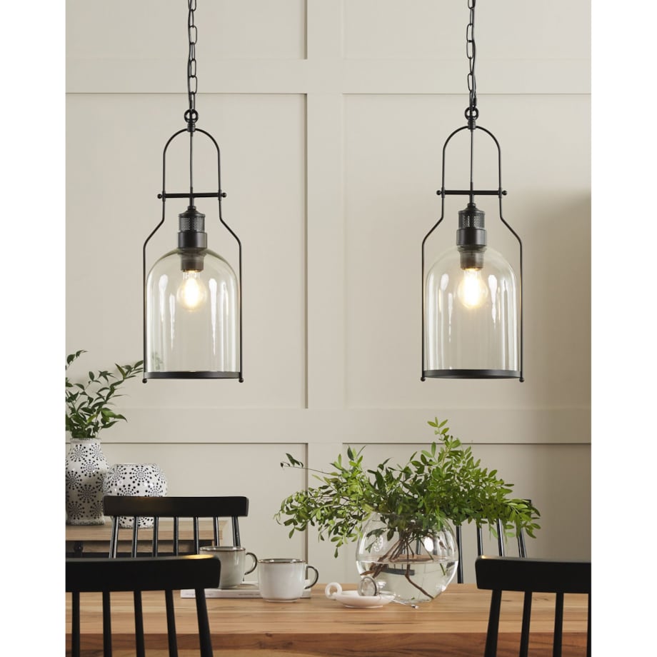 Zestaw 2 lamp wiszących metalowy czarny BASHILO