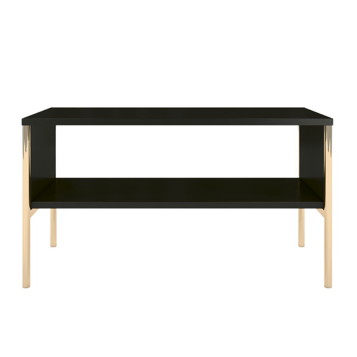 Elegancki czarny stolik kawowy Skandica POLKA na złotych nóżkach