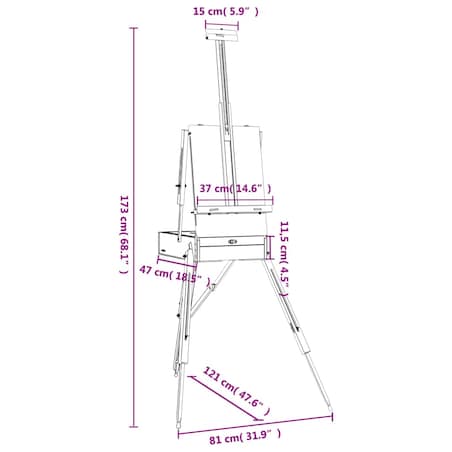 vidaXL Sztaluga malarska, 81x121x173 cm, lite drewno bukowe