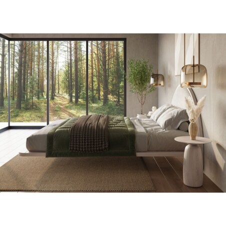 Łóżko lewitujące drewniane bukowe Visby MOMOKO / 180x200 cm, kolor biały