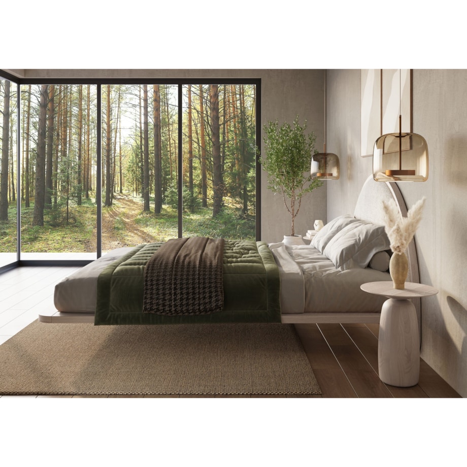 Łóżko lewitujące drewniane bukowe Visby MOMOKO / 180x200 cm, kolor biały