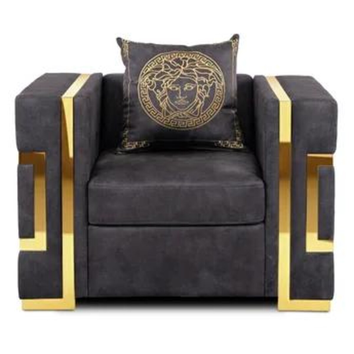 Kanapa Sofa Glamour Jednoosobowa Do Salonu Czarna Złota PALLAZO 1S
