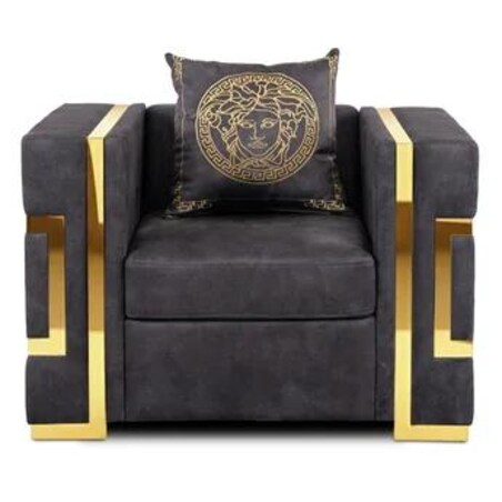 Kanapa Sofa Glamour Jednoosobowa Do Salonu Czarna Złota PALLAZO 1S