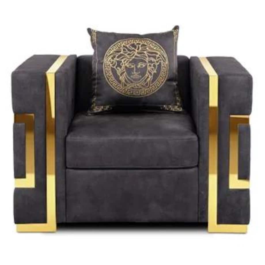 Kanapa Sofa Glamour Jednoosobowa Do Salonu Czarna Złota PALLAZO 1S