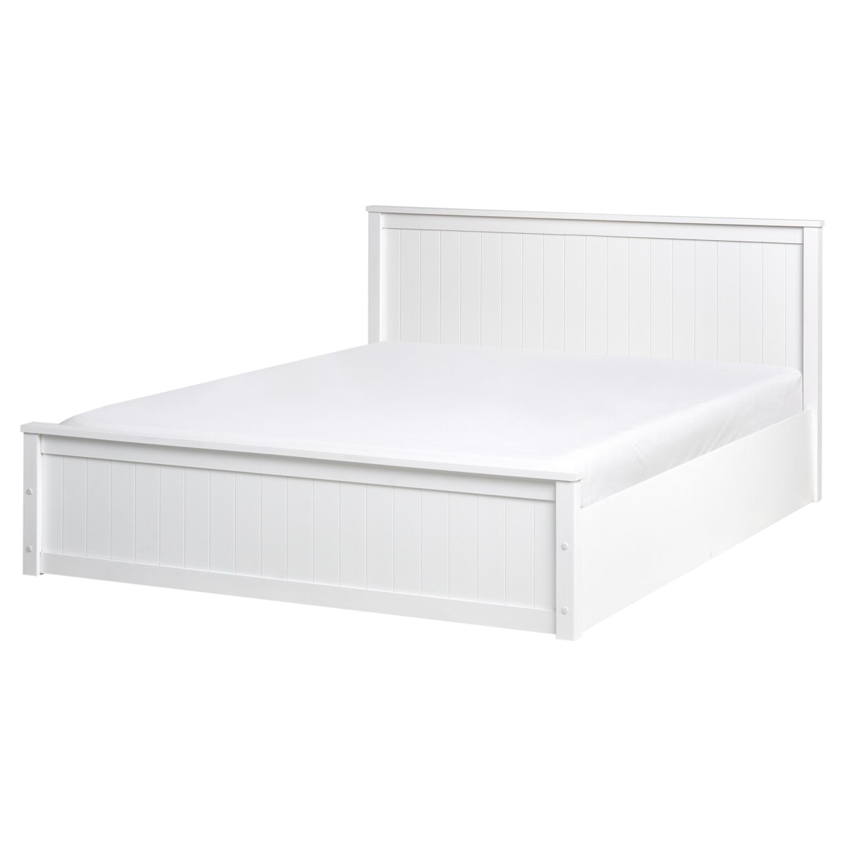 Łóżko z pojemnikiem Drewno sosnowe LAMBRES 160 x 200 cm Biały