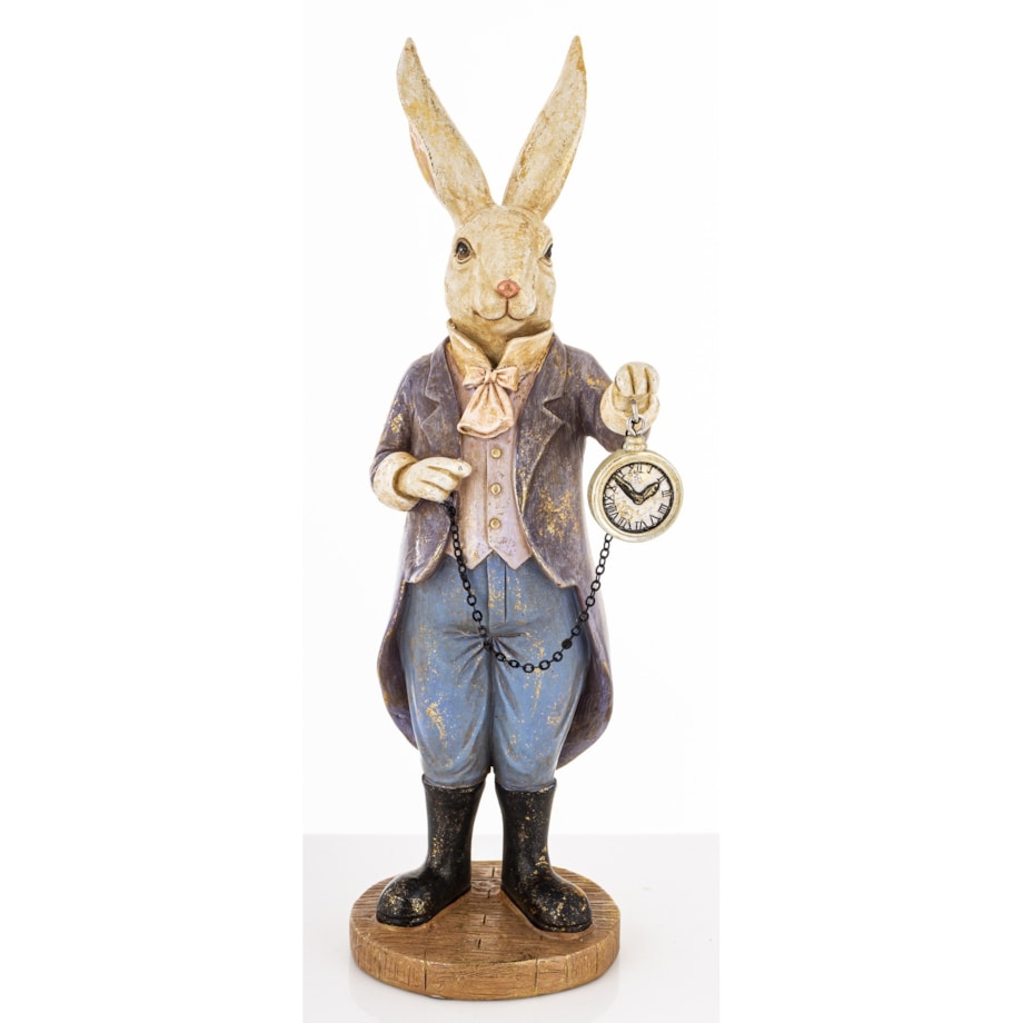 Dekoracja - królik 30x10x10 cm KOMIZO z zegarkiem