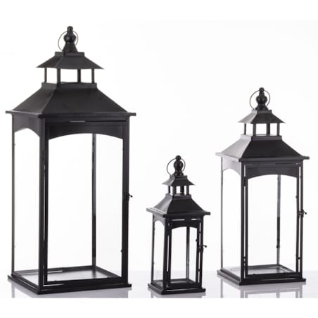 Lampiony dekoracyjne 3 szt. 86/67/45x31/23/15x31/23/15 cm PILAN-2 czarne