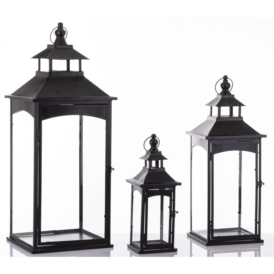 Lampiony dekoracyjne 3 szt. 86/67/45x31/23/15x31/23/15 cm PILAN-2 czarne