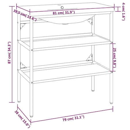 vidaXL Umywalka łazienkowa z ramą, czarna, żelazna