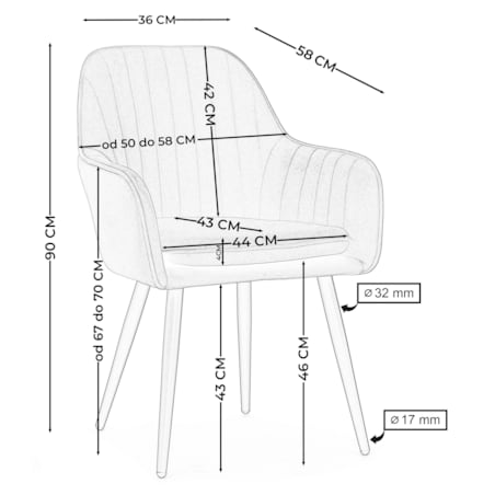 Krzesło tapicerowane EMILIA jasnobeżowa welur salon jadalnia