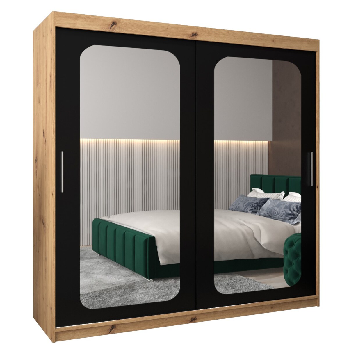 Szafa przesuwna Garderoba PROMO T3 200 artisan/czarny