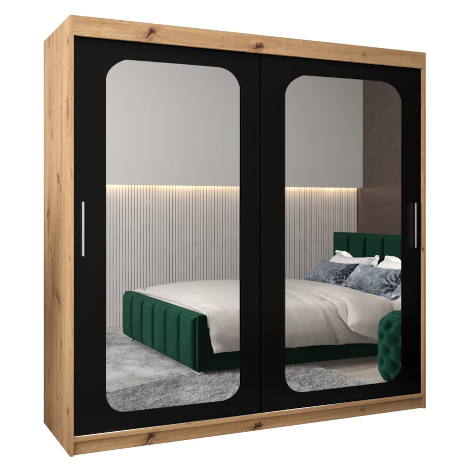 Szafa przesuwna Garderoba PROMO T3 200 artisan/czarny