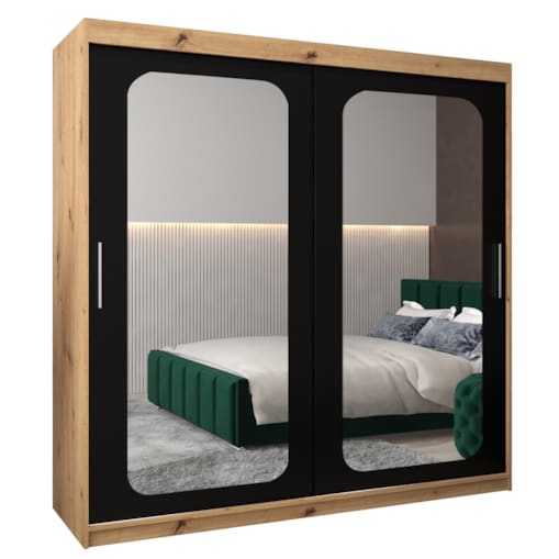 Szafa przesuwna Garderoba PROMO T3 200 artisan/czarny